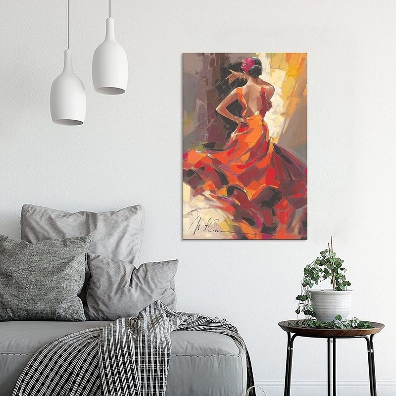 Customized Size Accepted Hand Painted Graceful Girl Dancers Canvas Poster Wall Art Decor Print Paintings for Living Room